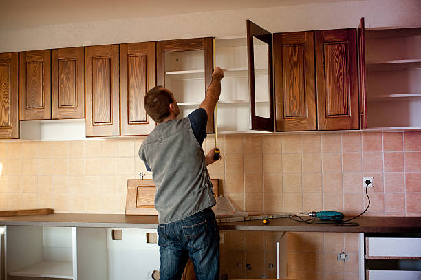 Oak kitchen cabinet installation in Tacoma Washington