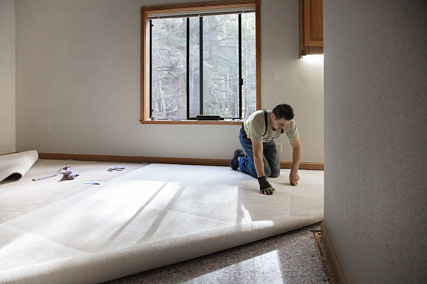 Carpet runner installation on Washington stairs